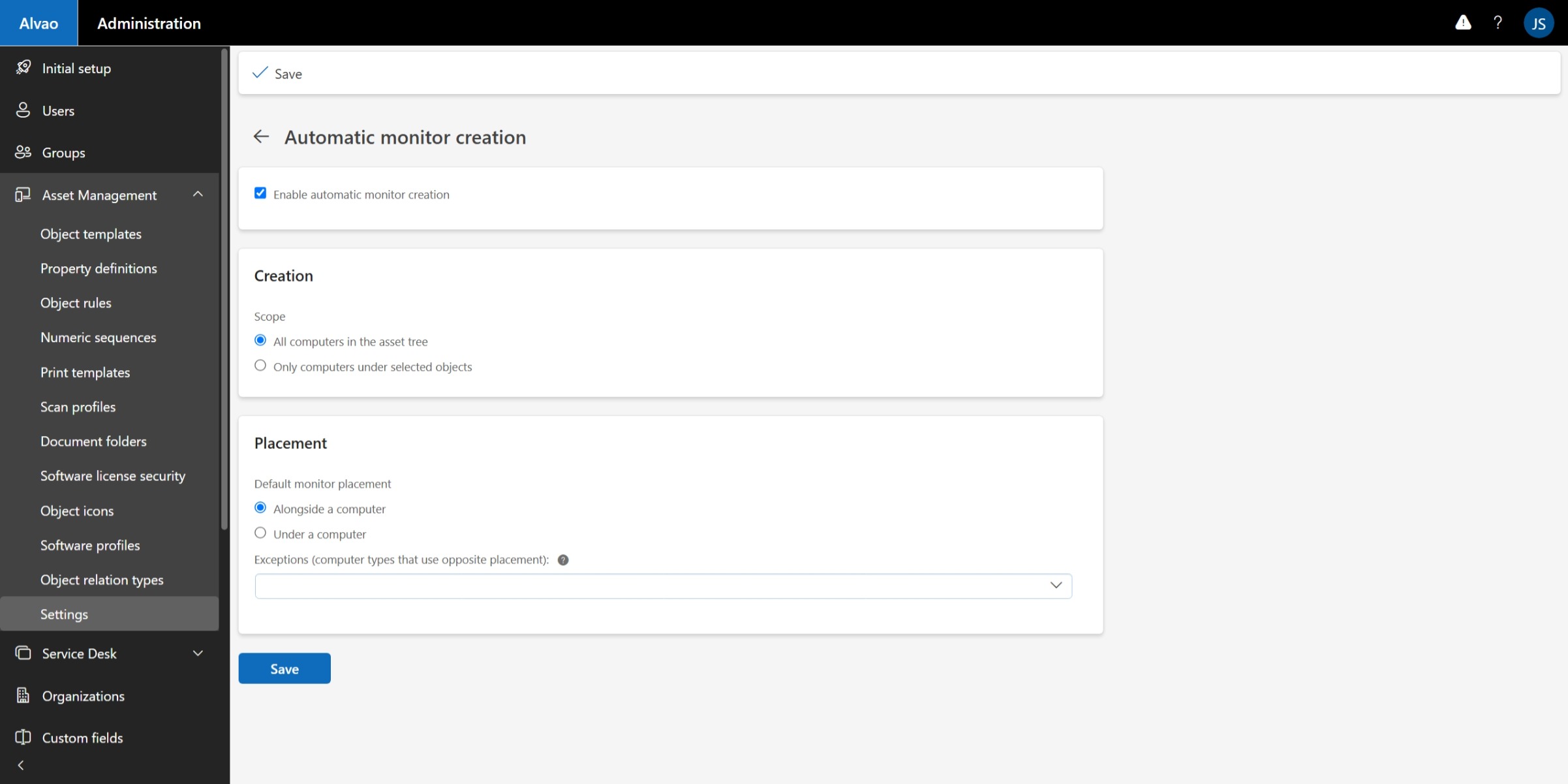 Automatické vytváření monitorů