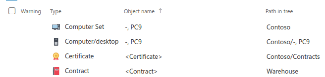 Example table on Scan tab