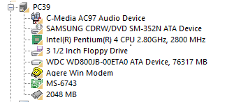 Počítačová sestava PC39 v databázi AlvaoSample