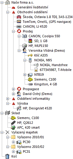 Strom v databázi AssetSampleCZ.mdf