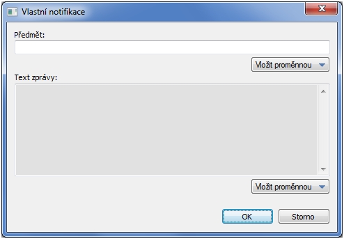 Okno Vlastní notifikace