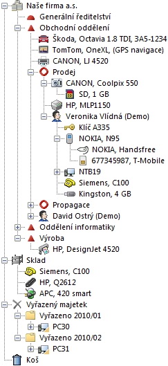 Strom v databázi AssetSampleCZ.mdf