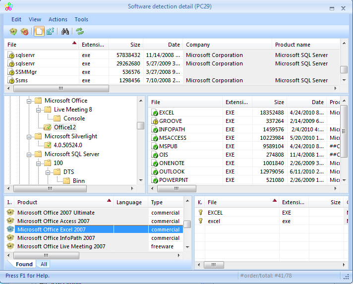 Software Detection Details window